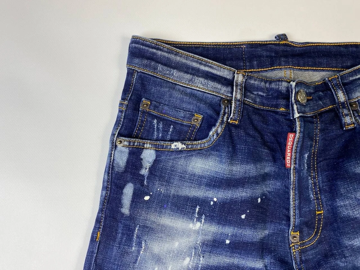 DSQUARED 2 COOL GUY JEAN Blue Denim Distressed Skinny Fit Jeans IT