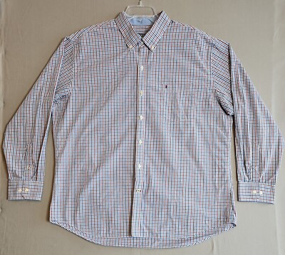 IZOD Shirt Men's XXL Collared Plaid Long Sleeve Button Down 