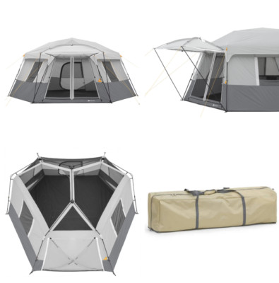 Ozark Trail 17x15 Instant Cabin Camping Tent Hexagon With Shaded