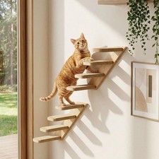 Wall Mounted Cat Shelves Perch Platform Sisal Steps Indoor Climber Gray