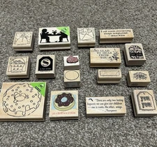 Vintage Lot Of 16 Miscellaneous Rubber Stamps 1 Used 15 NEW NOS Hard To Find