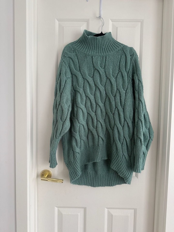 Anko Cable Knit Turtleneck Sweater Size 10-12 Green