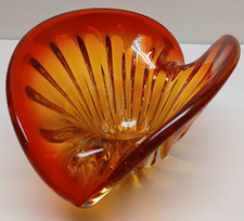 Vintage Murano Sommerso Amberina Handblown Clamshell Glass Bowl - Italy 1960s
