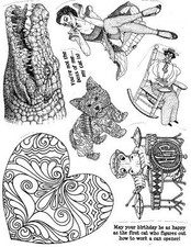 Unmounted Rubber Stamp Plate, Unmounted/Uncut Pink Rubber Stamps