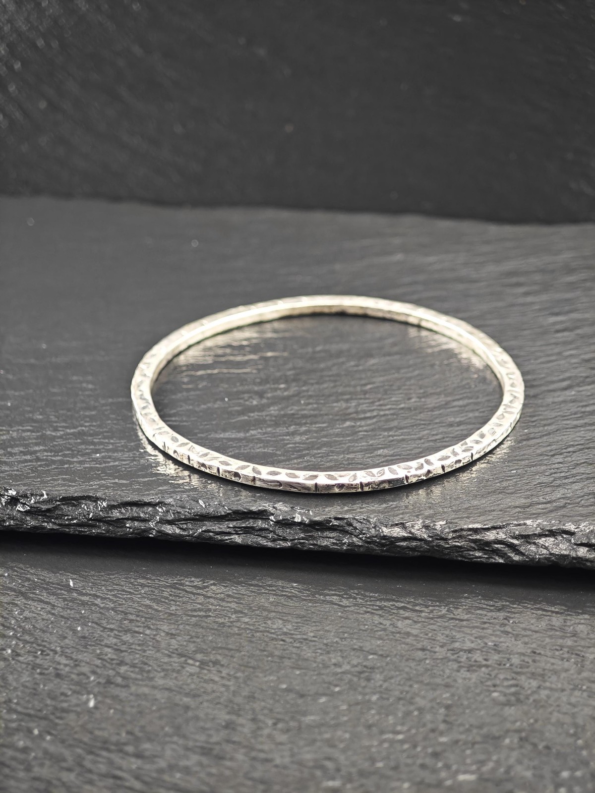 Stackable Foreign Brutalist Bangle Sterling Silve… - image 5