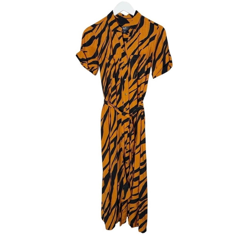 Maeve Tereza Midi Shirtdress Orange Multi Bengal Tiger Print Size XS - Image 3 of 4