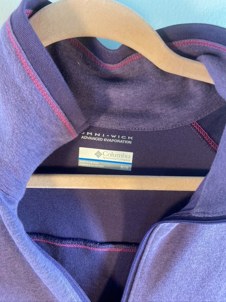 COLUMBIA WOMENS SIZE MED PURPLE COTTON 1/4 PULLOVER SHORT DRESS LONG SLEEVES thumbnail 2