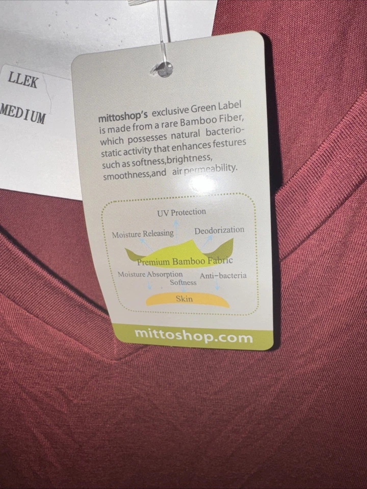 NWT Women's Mittoshop Green Label  V Neck LS Top Size Med Orange Bamboo Fabric - Image 3 of 4