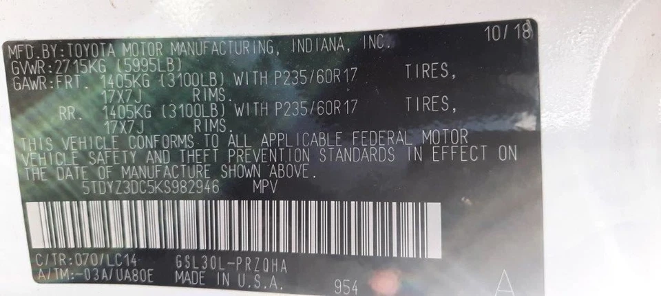 (LOCAL PICKUP ONLY) Fuel Tank FWD Fits 17-20 SIENNA 4189522 - Imagem 2 de 4