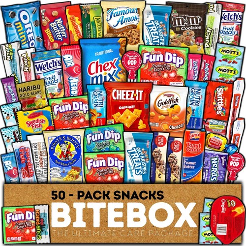 BITEBOX Snack Box (50 Count) Easter Variety Pack Care Package Gift Basket Adu...