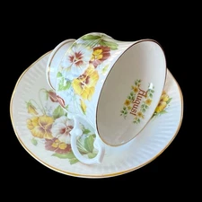 Vintage Elizabethan Staffordshire-Bone China "August" Teacup and Saucer