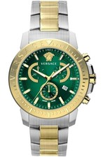 Versace VE2E00421 New Chrono green silver gold Stainless Steel Men's Watch NEW
