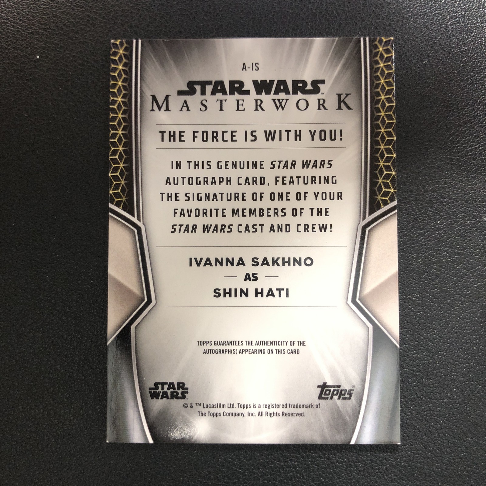 2025 Topps Star Wars Masterwork On Card Auto Ivanna Sakhno As Shin Hati Blue /99 view 2