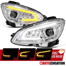 Fit 2008-2011 Benz W204 C300 C350 Sequential LED Tube Projector Headlights Lamps