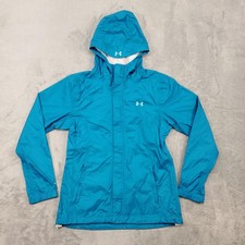 Under Armour UA Storm 3 Jacket Womens Small Blue Hooded Zip Windbreaker Bora