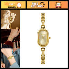 Vintage Gold Dainty Women's Watch - Small Oval Analog Quartz, Waterproof, Diamon