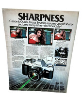Vintage 1982 Canon AL-1 35mm Camera Sharp Focus Print Ad