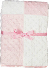Minky Raised Dot Baby Blanket with Satin Trim 30 x 40 Pink