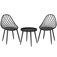 Outsunny 3-Piece Outdoor Bistro Set with 2 Chairs and Round Table for Garden