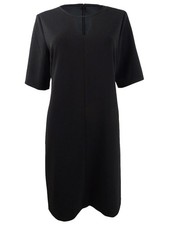 Vince Camuto Women’s Elbow Sleeve Crepe Ponte Dress (M, Rich Black)