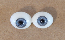 14mm Blue Vintage Solid Glass Oval Pinch Back Doll Eyes