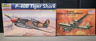 Revell 1:48 P-40B Tiger Shark Plane Fighter + Minicraft Boeing B-29A  Model Kit 