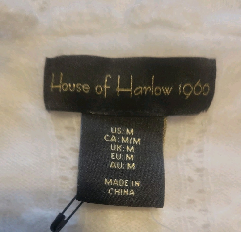 House Of Harlow 1960 100% Cashmere Open Weave Cardigan Sweater NWOT IVORY    M