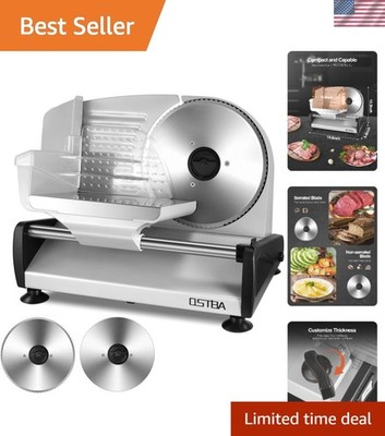 200W Electric Meat Slicer with 7.5'' Blades - Adjustable Thickness & Safety Lock