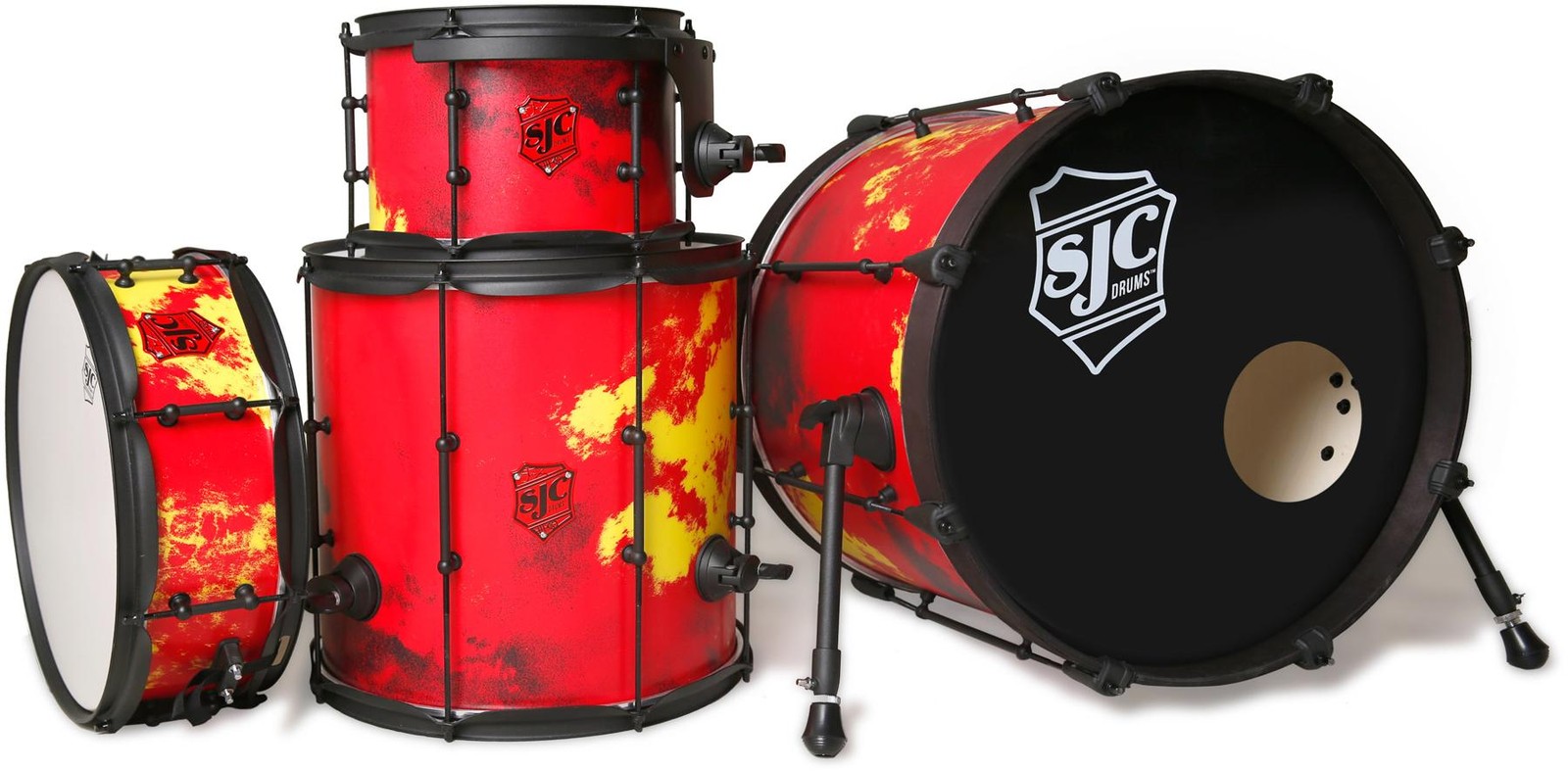 Пользовательские барабаны SJC Josh Dun The Ned в наборе из 4 частей - Inferno