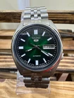 Vintage Seiko 5 Automatic Green Sunburst Dial Day-Date 7009 Men's Watch Japan