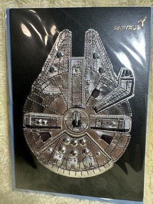 Papyrus Birthday Card Disney Star Wars Faux Leather Millennium Falcon Jewels