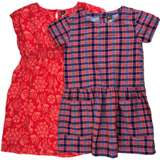 Tea Collection Girls Dress Lot Sz 6 7 Plaid Tropical Pink Summer Spring Cotton