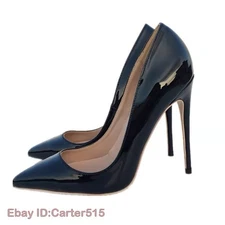 12cm High Heel Womens Stiletto Patent Leather Pumps Party Pointy Toe Shoes