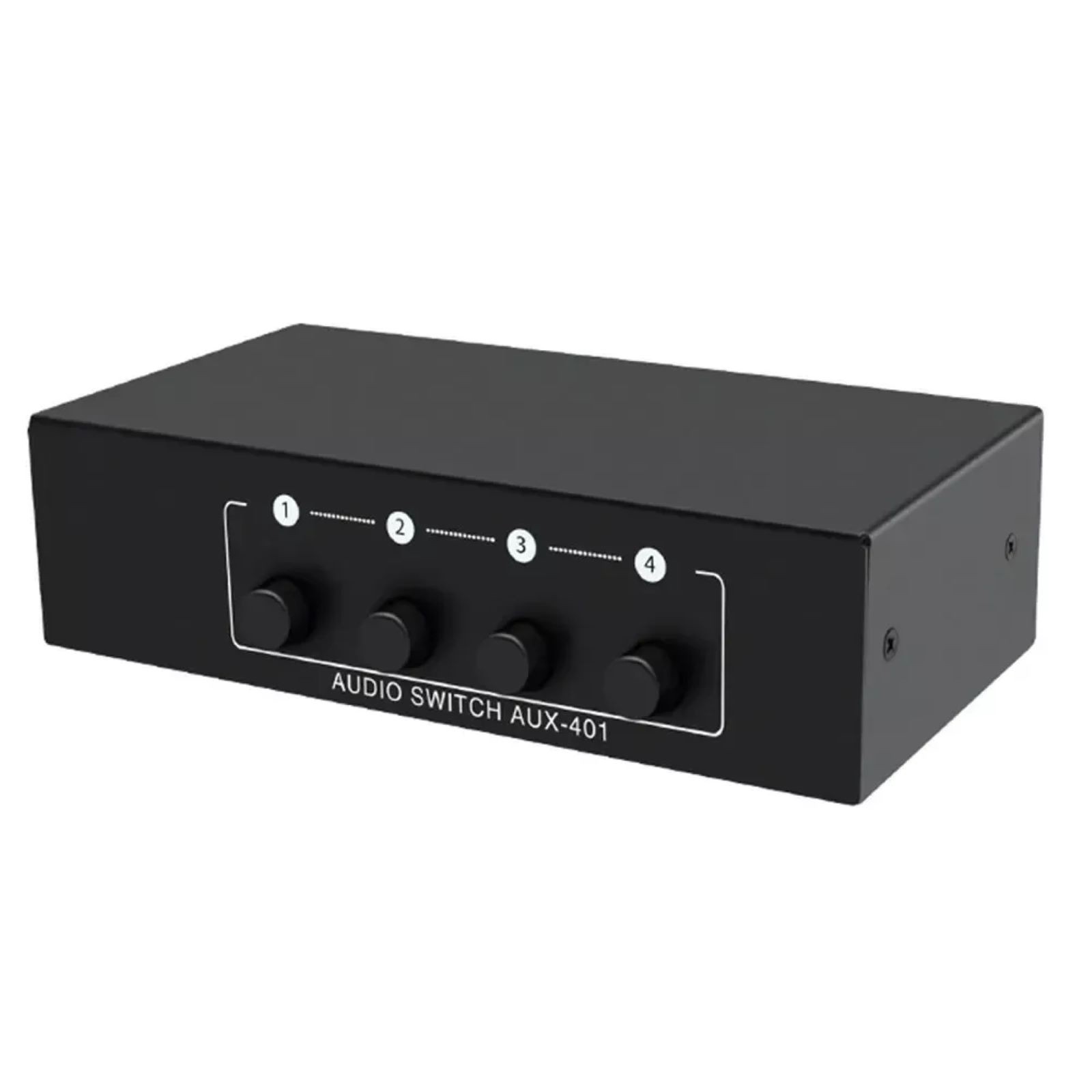 Stereo Audio Switcher supports 3.5mm input with 3.5mm and RCA L/R output