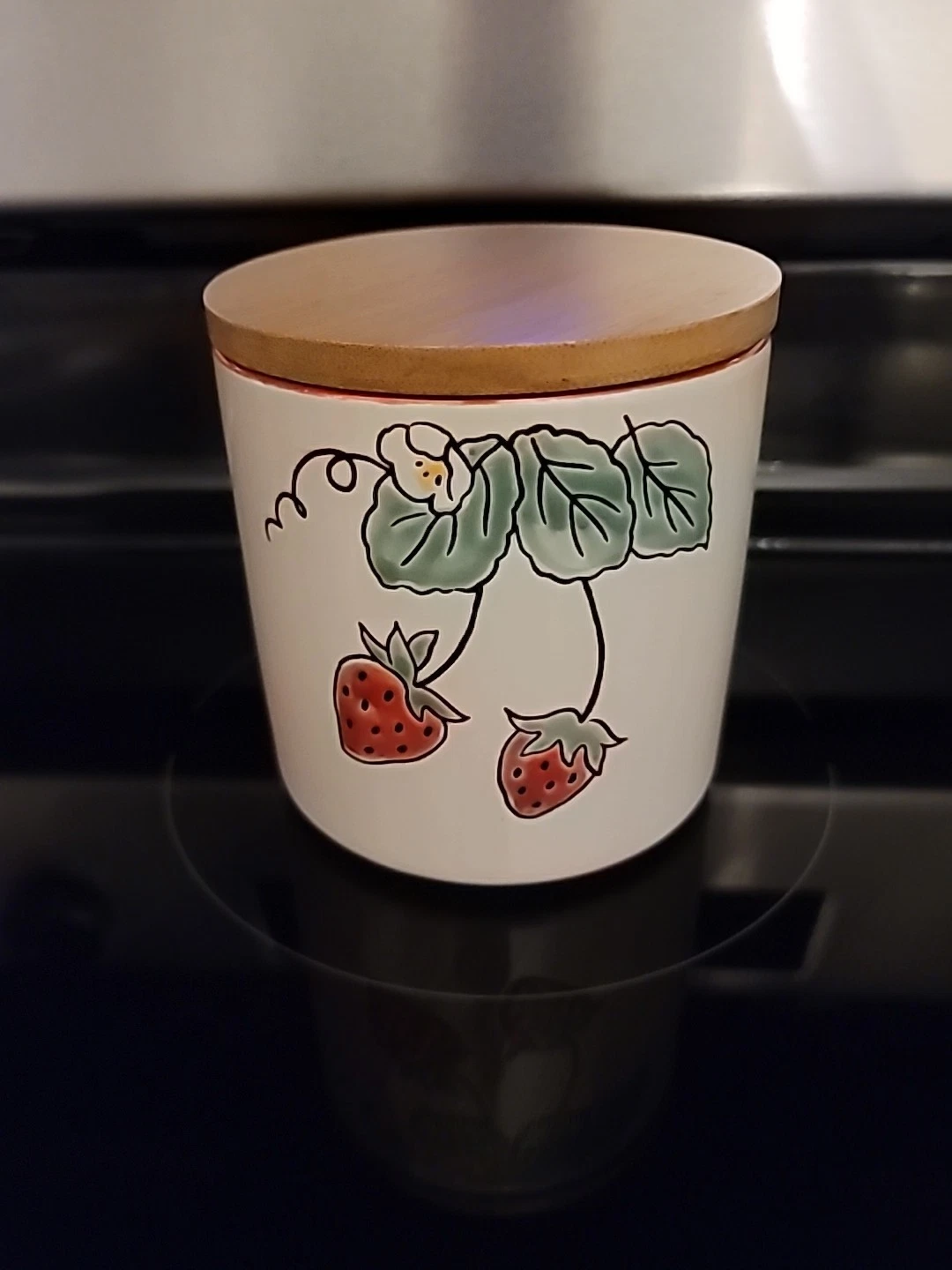 Spectrum Designz Strawberry Fields Red Polka Dot Jar Canister 4" Bacon Grease