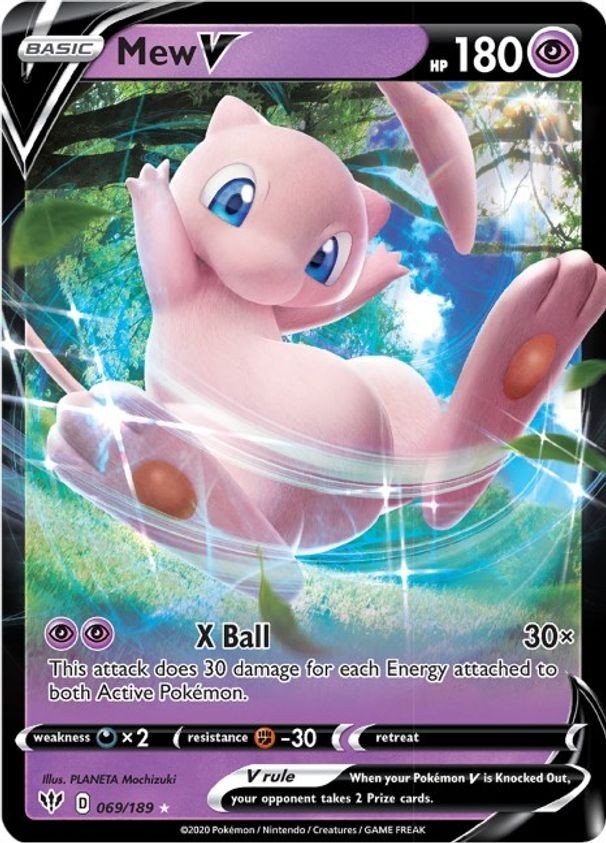 Mew V - 069/189 - Pokemon Darkness Ablaze Sword & Shield Rare Card NM