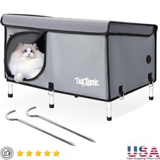 Waterproof Outdoor Cat House Shelter Elevated Design 2-3 Cats Easy Assembly New