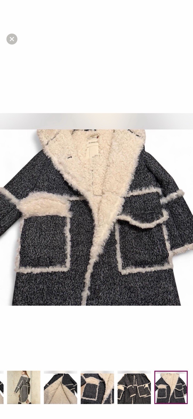 ZARA SRPLS Hooded Shearling Wool Long Coat Teddy Borg Jacket image 9