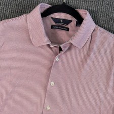 Hart Schaffner Marx Mens L Polo Shirt Pink Blue Geometric Pattern Luxury Cotton