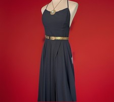 LULUS Dreamy Romance Black Backless Maxi Dress Front Slit Size M Luxe Drama