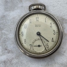 Vintage Westclox Pocket Ben Pocket Watch 50mm Silver Tone Works Manual Wind