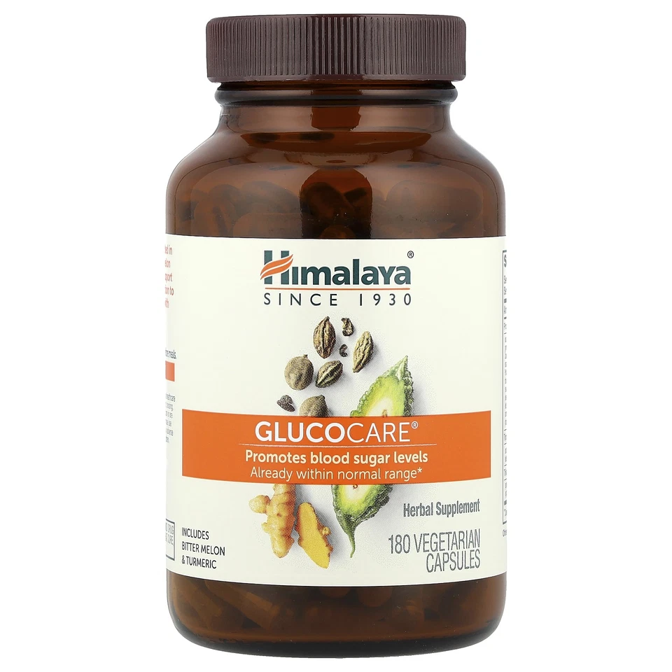 Himalaya GlucoCare 180 cápsulas vegetarianas sin lácteos, sin gluten, calidad GMP Foto 3 de 3