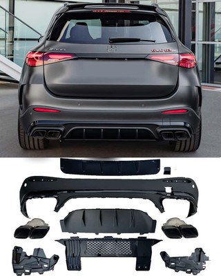   HECKDIFFUSOR + AUSPUFFBLENDEN SCHWARZ FÜR MERCEDES GLC W254 X254 6.3 AMG OPTIK