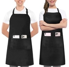 Utopia Kitchen 2 Pack Bib Apron, Adjustable with 2 Pockets, 2 Pack, Black