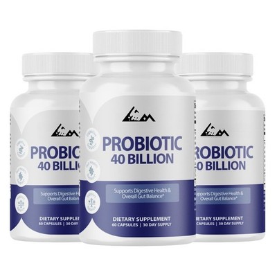 Probiotic 40 Billion CFU for Digestive and Gut Health Balance - 3 Bottles