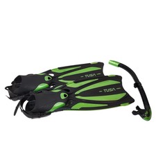 TUSA SOLLA Fins w/Bungee Size S, Bright Green With Snorkel