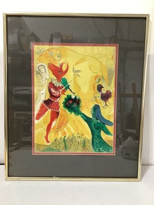 Marc CHAGALL Ltd. Edition Stone LITHOGRAPH ~La Danse pour Prof. Framed 16.5x25''