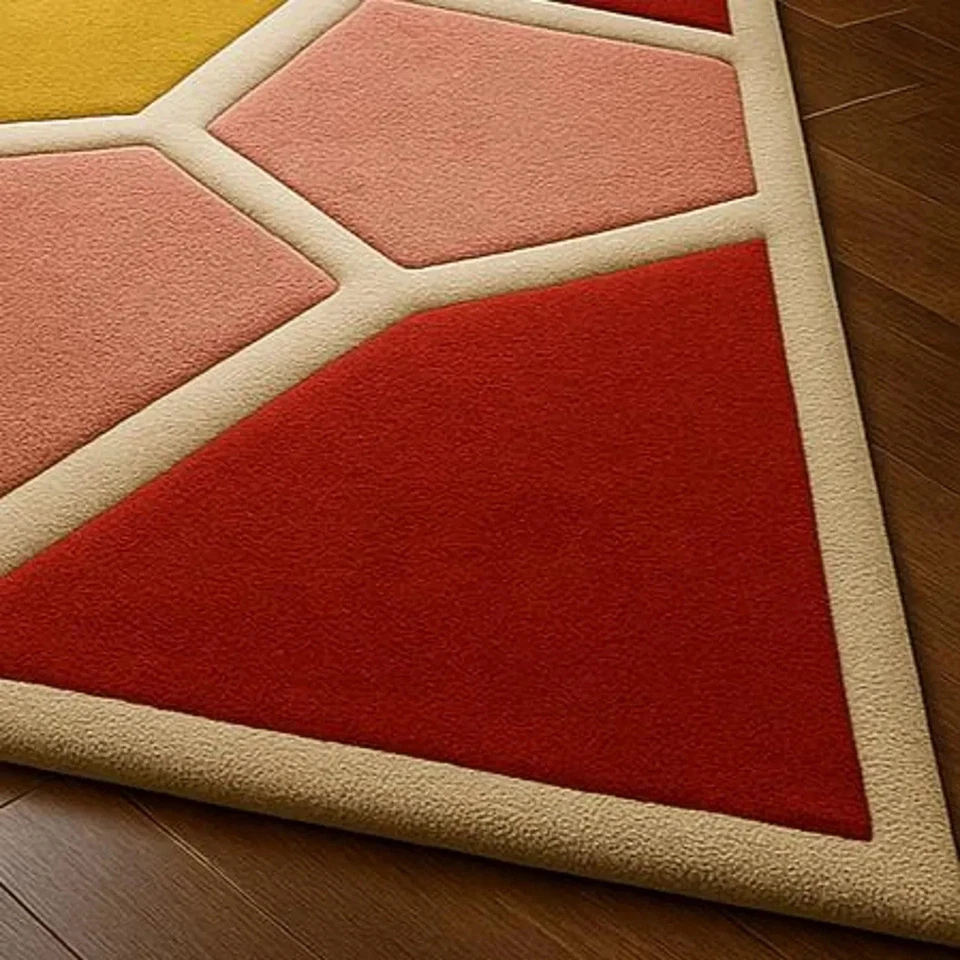 Alfombra de lana moderna geométrica acolchada a mano alfombra multicolor de lujo para decoración del hogar Foto 4 de 4