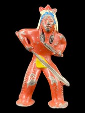 Red Vintage Barclay Manoil Lead Toy Indian Chief Podfoot Figurine 2.5"