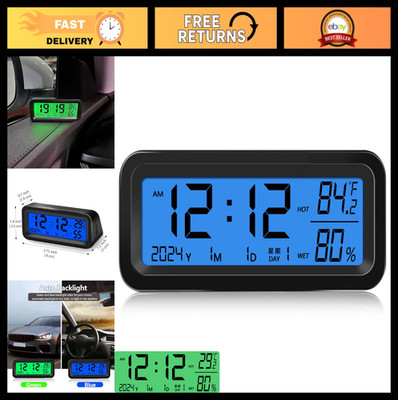 Car Dashboard Clock with Auto Backlight, Temp & Humidity Monitor, Solar Powered,
